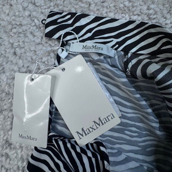 MaxMara Adda Zebra Print Silk Sleeveless Blouse 6 NEW - Picture 5 of 12
